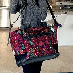 Lumily Fair Trade Huipil Geometric Weekender Bag / Oversized Purse